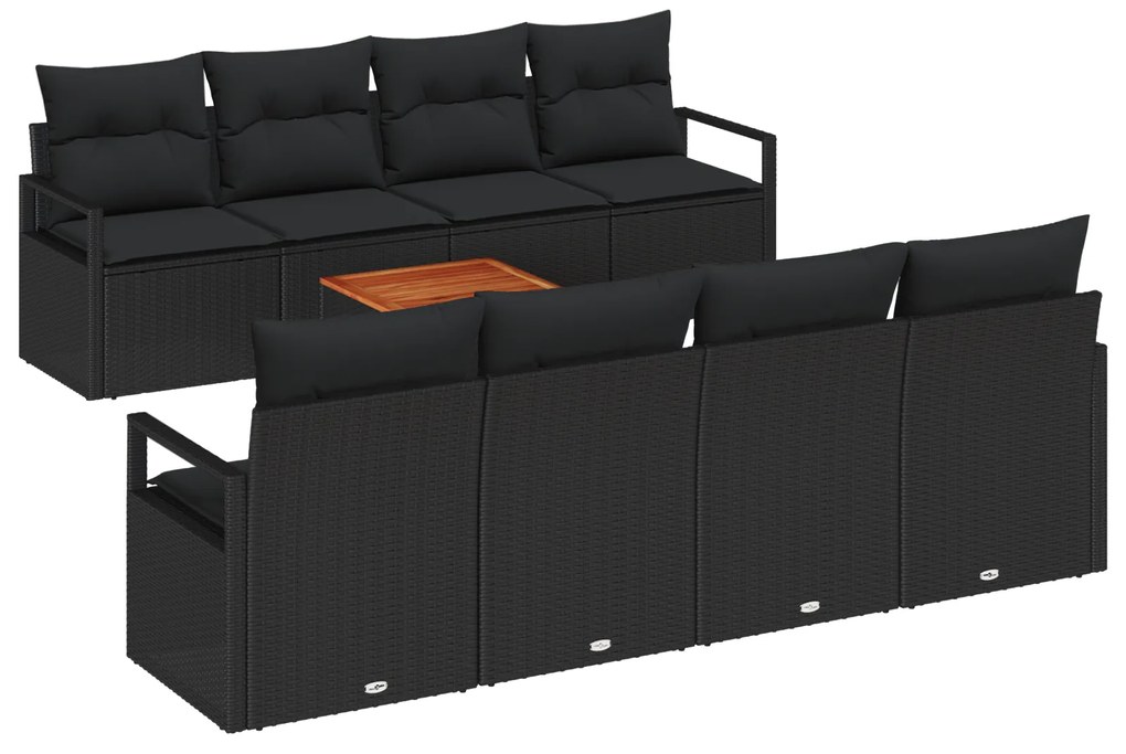 vidaXL Σετ Σαλονιού Κήπου 9 pcs Μαύρο Κανονικός Ρατάν από Ρητίνη