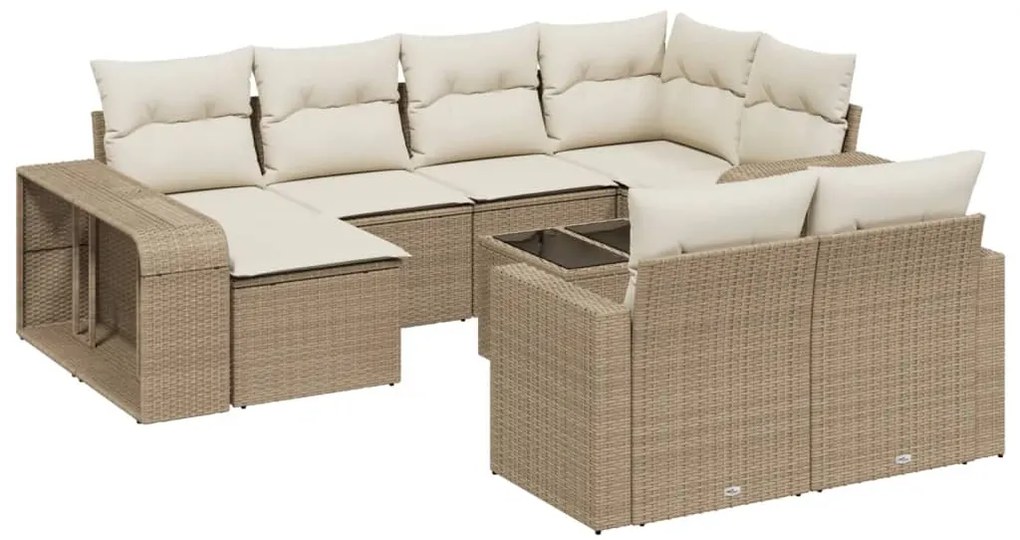 vidaXL Σαλόνι Κήπου Σετ 11 τεμ. Μπεζ Συνθετικό Ρατάν με Μαξιλάρια