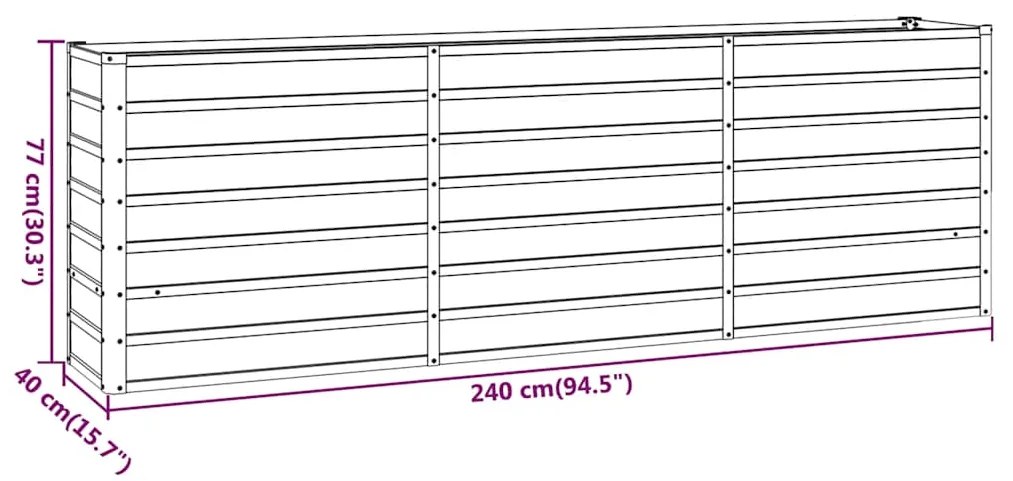 vidaXL Ζαρντινιέρα Σκουριασμένο 240x40x77 εκ. Ατσάλι Σκληρυθέν Αέρα
