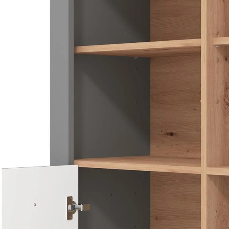 Βιτρίνα Valencia POP 2K Γκρί Γραφίτης - Artisan Oak - Γκρί Μάτ 103.5x41x143 εκ. 103.5x41x143 εκ.