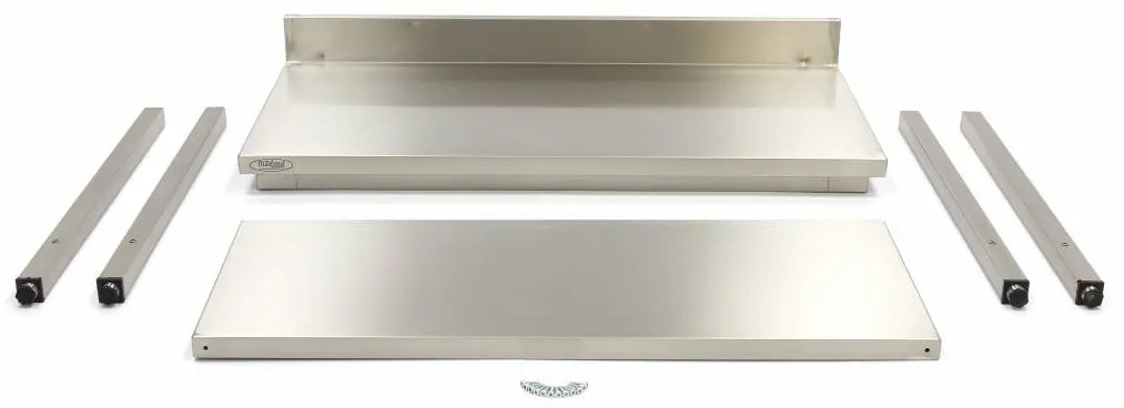 Stainless Steel Table - 120 x 70cm - Adjustable Height - with Backsplash