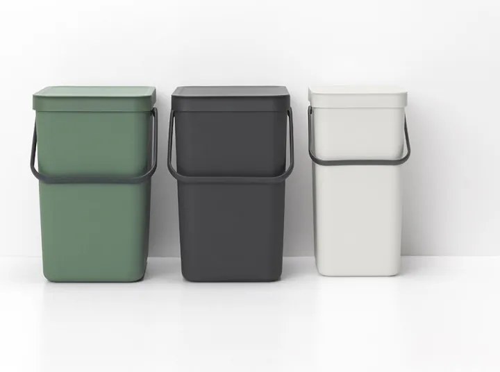 Κάδος χωριστής συλλογής απορριμμάτων Brabantia Sort&Go 1005516, 16 l, Χειρολαβή, Επιτοίχιος, Ανοιχτό γκρι