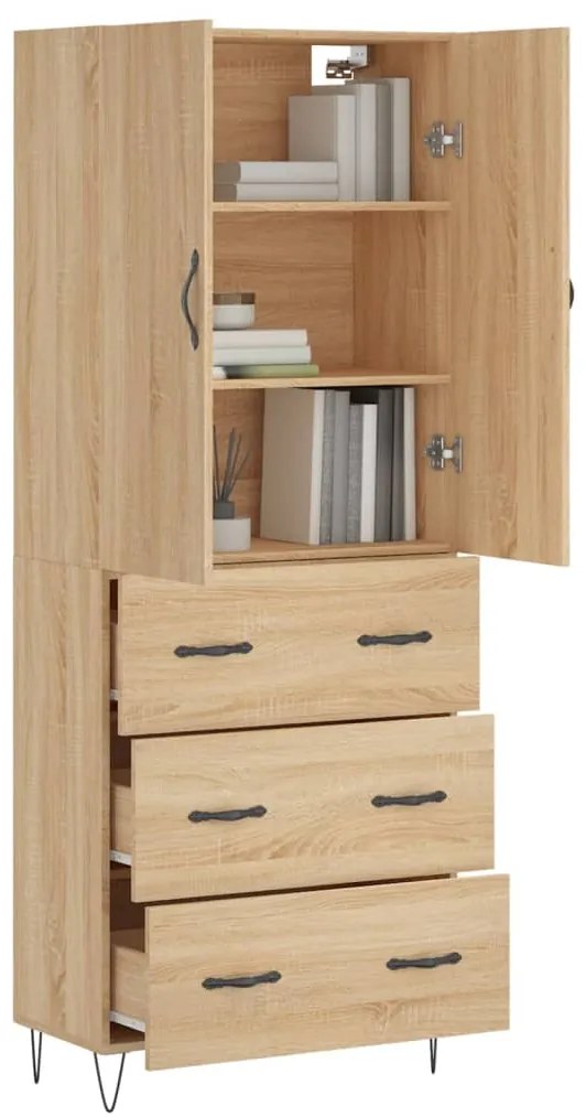 vidaXL Ντουλάπι Sonoma δρυς 69,5 x 34 x 180 εκ. από Επεξεργασμένο Ξύλο