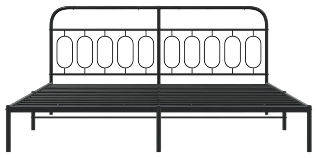vidaXL Πλαίσιο Κρεβατιού με Κεφαλάρι Μαύρο 200 x 200 εκ. Μεταλλικό