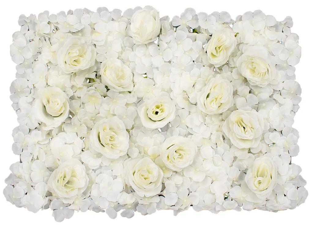 GloboStar® 78311 Συνθετικό Πάνελ Λουλουδιών - Κάθετος Κήπος Τριαντάφυλλο - Ορτανσία Μ60 x Υ40 x Π7cm