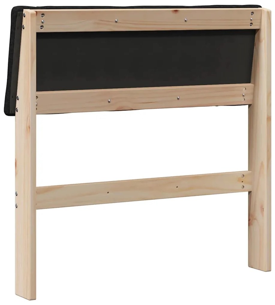 vidaXL Ταπετσαρισμένο κεφαλάρι Μαύρο 80 cm Στερεά ξυλεία πεύκου