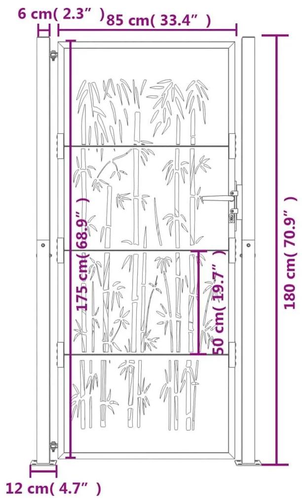 Πύλη Κήπου με Σχέδιο Μπαμπού 105 x 180 εκ. από Ατσάλι Corten - Καφέ