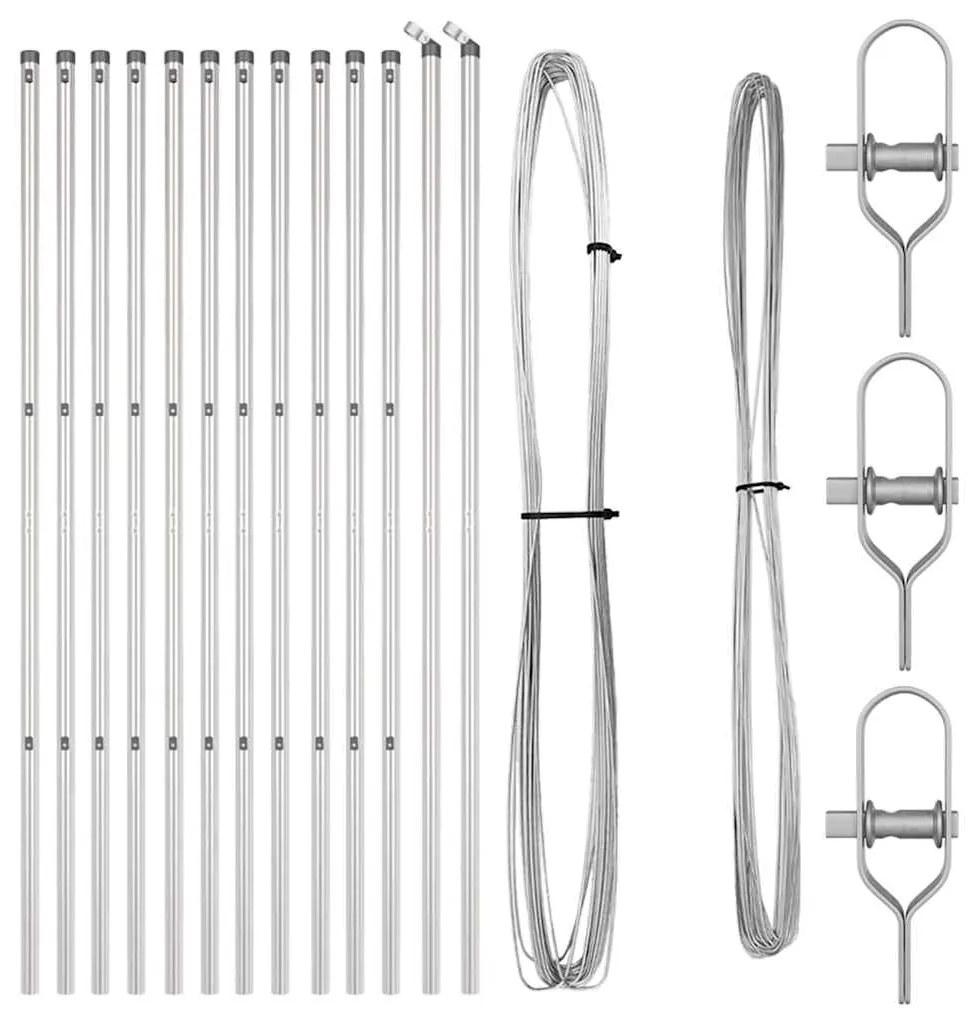 vidaXL Πό posts φράχτη 13 pcs Ασημί Ø32mm 200 cm Γαλβανισμένος χάλυβας