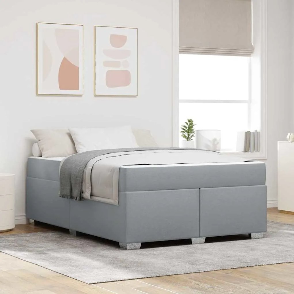 vidaXL Σκελετός Κρεβατιού Άλλο Ανοιχτό γκρι 140 x 200 cm ύφασμα