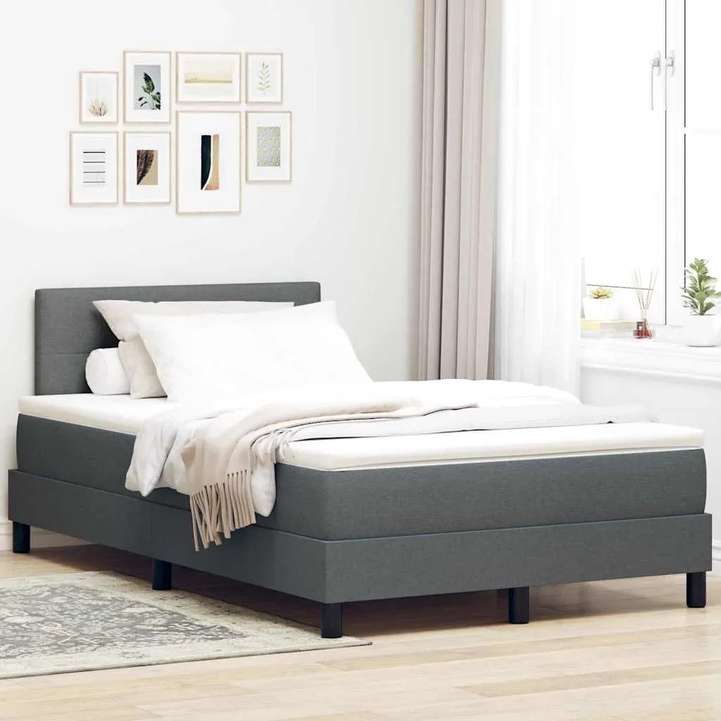 vidaXL Κρεβάτι box spring με στρώμα Σκούρο Γκρι 120 x 190 cm ύφασμα
