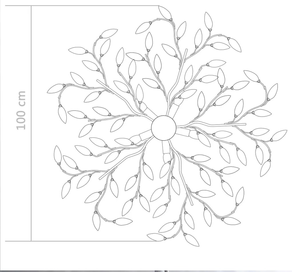 vidaXL Φωτιστικό Οροφής Λευκό με Ακρυλ. Κρυστάλ. Φύλλα 5 Λαμπτήρες Ε14