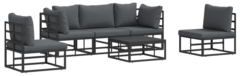 vidaXL Σετ Καναπέ Κήπου 6 pcs Μαύρο 70 x 70 x 32 εκ Αλουμίνιο