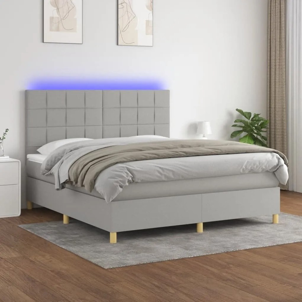 ΚΡΕΒΑΤΙ BOXSPRING ΜΕ ΣΤΡΩΜΑ &amp; LED ΑΝ.ΓΚΡΙ 160X200ΕΚ. ΥΦΑΣΜΑΤΙΝΟ 3135445