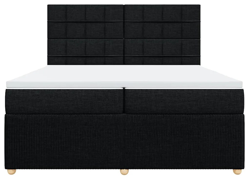 vidaXL Κρεβάτι Boxspring με Στρώμα Μαύρο 200x200 εκ. Υφασμάτινο