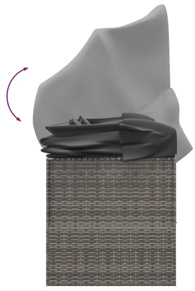 vidaXL Καναπές Εξ. Χώρου Γκρι Συνθετικό Ρατάν με Οροφή & Μαξιλάρια