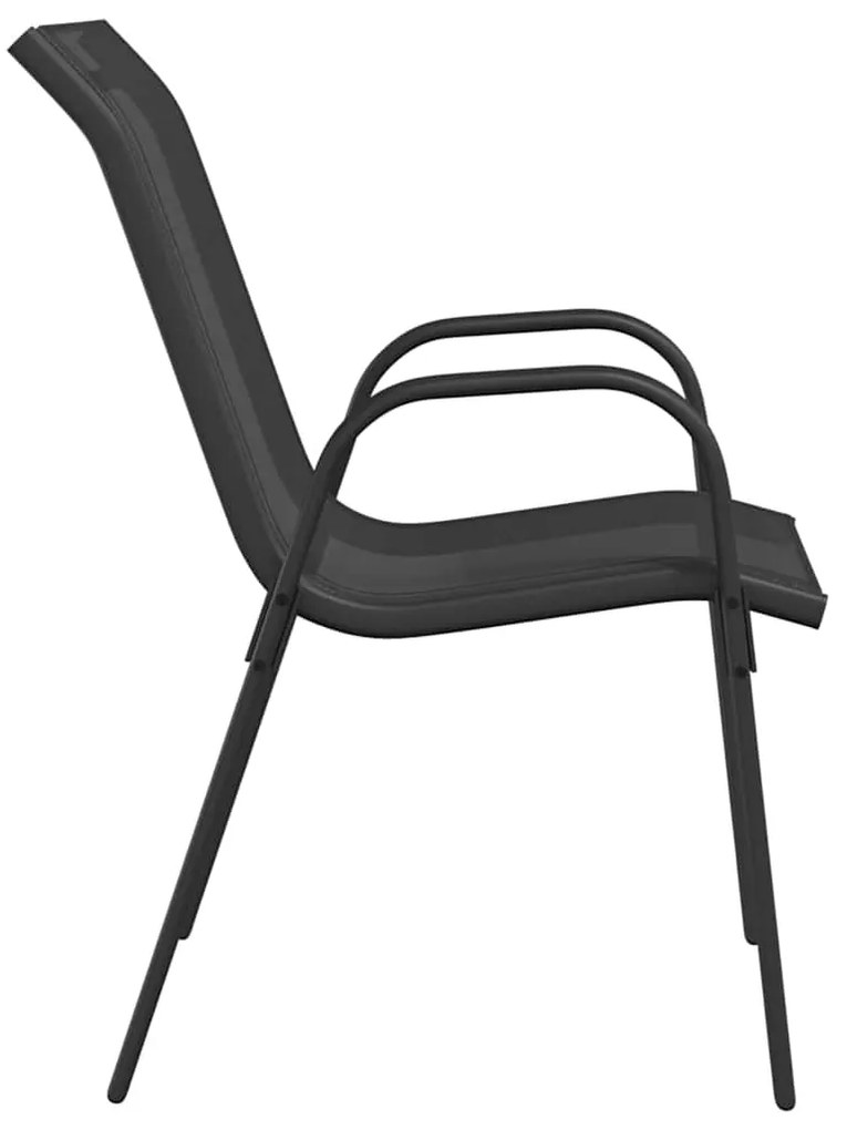 vidaXL Καρέκλες Κήπου Στοιβαζόμενες 6 τεμ. Μαύρες από Ύφασμα Textilene