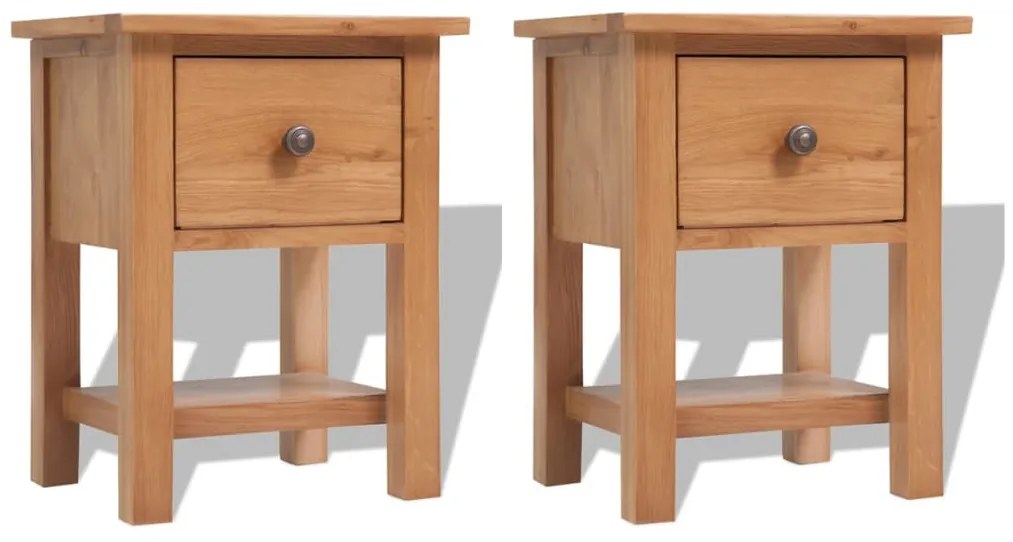 vidaXL Κομοδίνα 2 τεμ. 36 x 30 x 47 εκ. από Μασίφ Ξύλο Δρυός