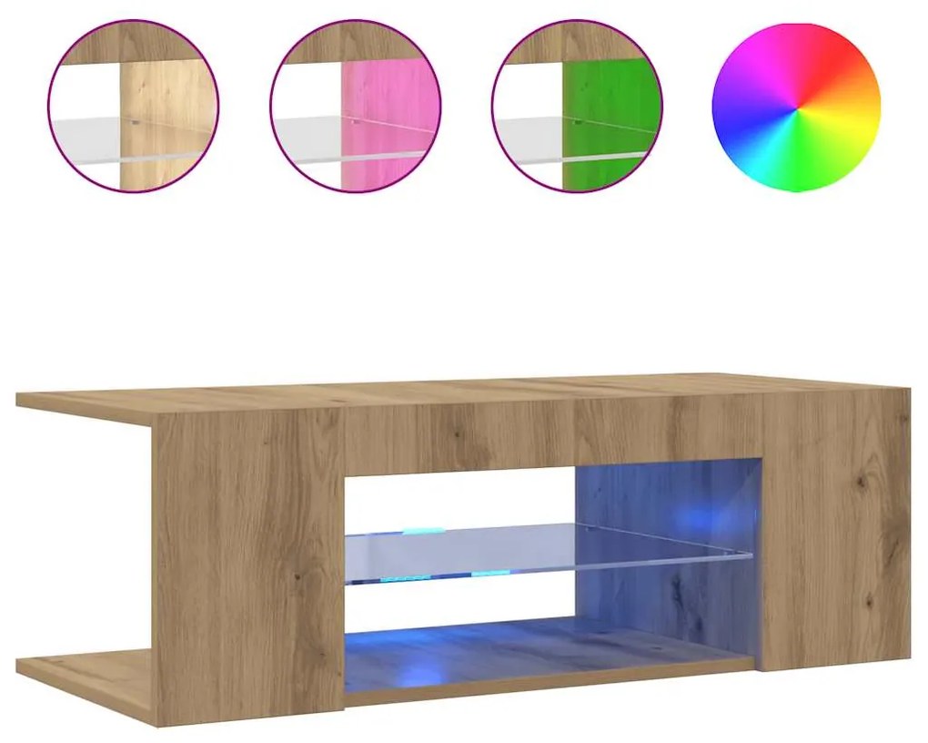 vidaXL Έπιπλο Τηλεόρασης με LED Αρτισιανή Δρυς 90x39x30 εκ Επεξ.Ξύλο