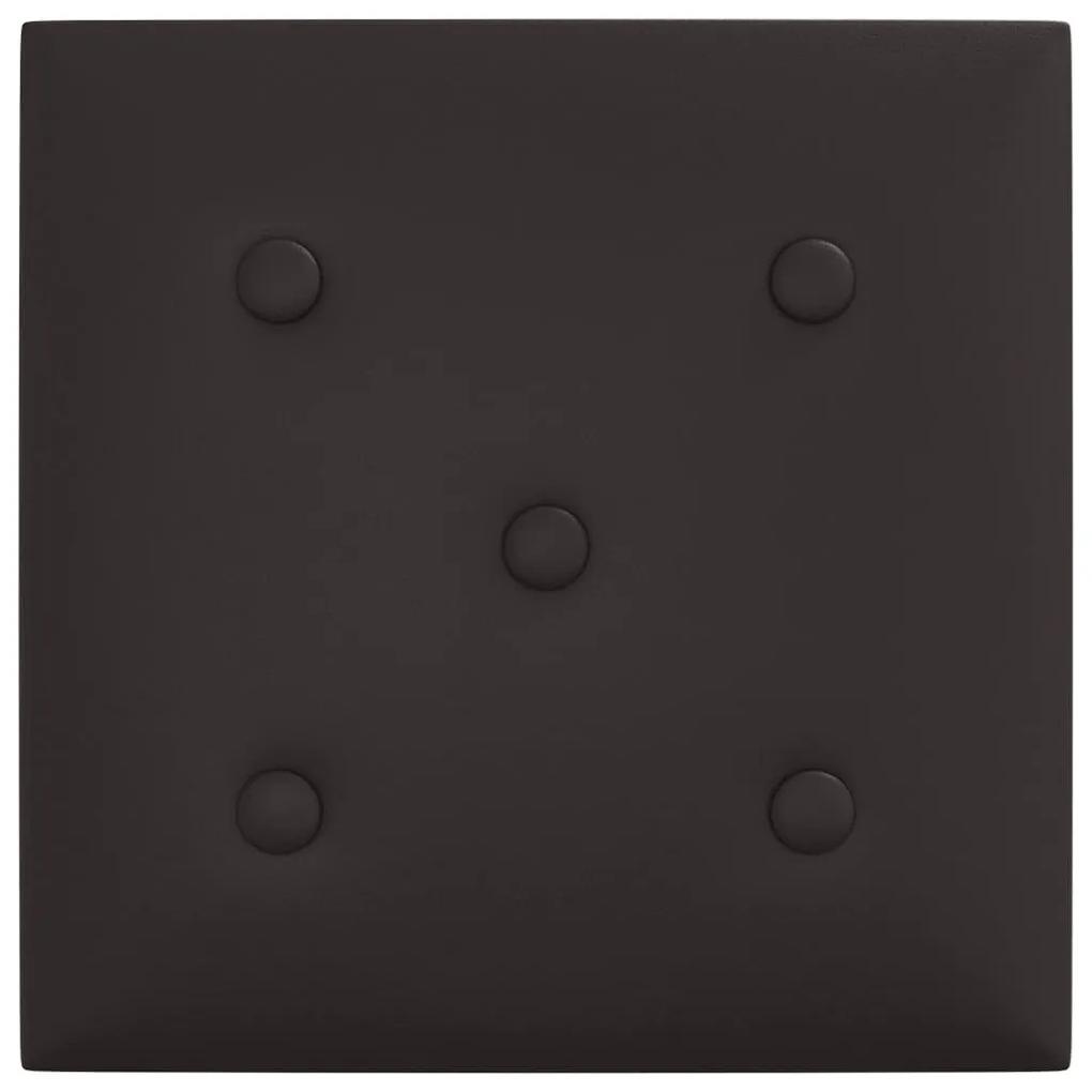 Πάνελ Τοίχου 12 τεμ. Μαύρα 30 x 30 εκ. 1,08 μ² Συνθετικό Δέρμα - Μαύρο
