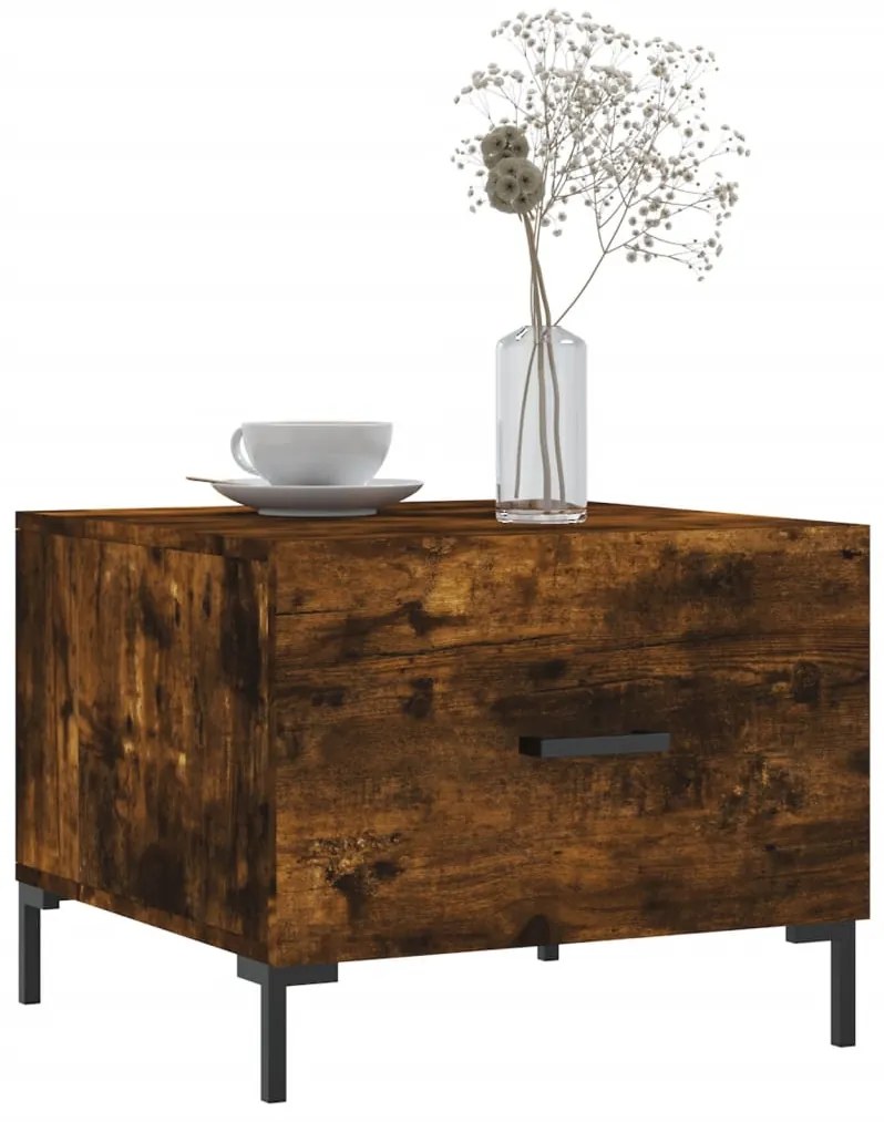 vidaXL Τραπεζάκι Σαλονιού Καπνιστή Δρυς 50x50x40 εκ. Επεξεργασμ. Ξύλο