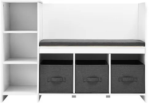 VEVOR Kids Reading Nook Bench 6-Cubby Storage Bookshelf with Seat Cushion White