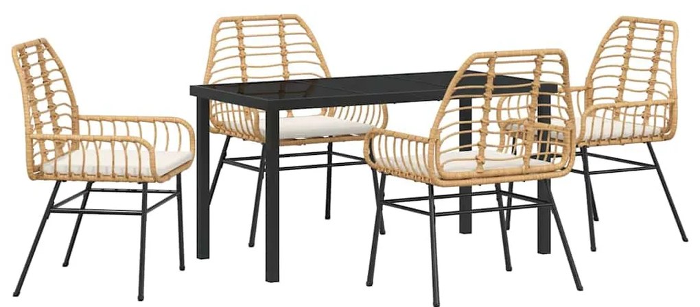 vidaXL Σέτ φαγητού για κήπο 5 pcs Καφέ συνθετικό ρατάν