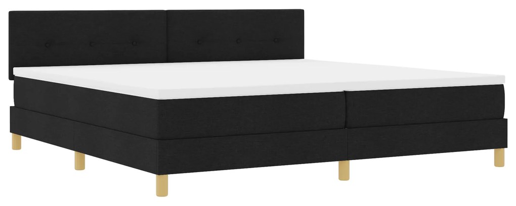 vidaXL Κρεβάτι Box Spring με LED Μαύρο 200x200 cm Ύφασμα
