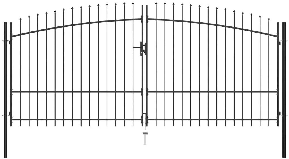 Πόρτα Περίφραξης Διπλή με Λόγχες 400 x 225 εκ. - Μαύρο