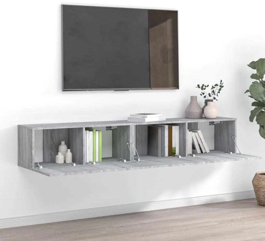 Σετ Επίπλων Τηλεόρασης 2 Τεμαχίων Γκρι Sonoma Επεξεργ. Ξύλο