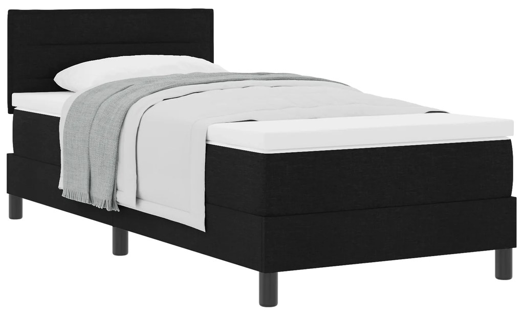 vidaXL Κρεβάτι με Ελατήριο και Στρώμα Μαύρο 90x190 εκ. Ύφασμα