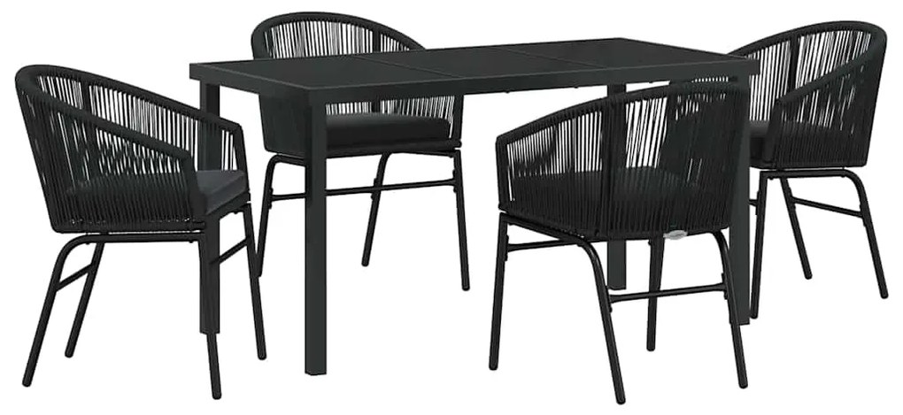 vidaXL Σέτ φαγητού για κήπο 5 pcs Μαύρο Χάλυβας με επίστρωση πούδρας