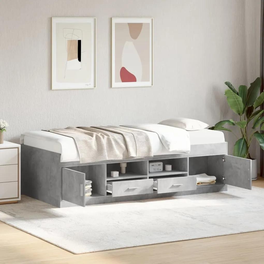vidaXL Καναπές-Κρεβάτι με Συρτάρια Γκρι Σκυρ. 100x200 εκ. Επεξ. Ξύλο