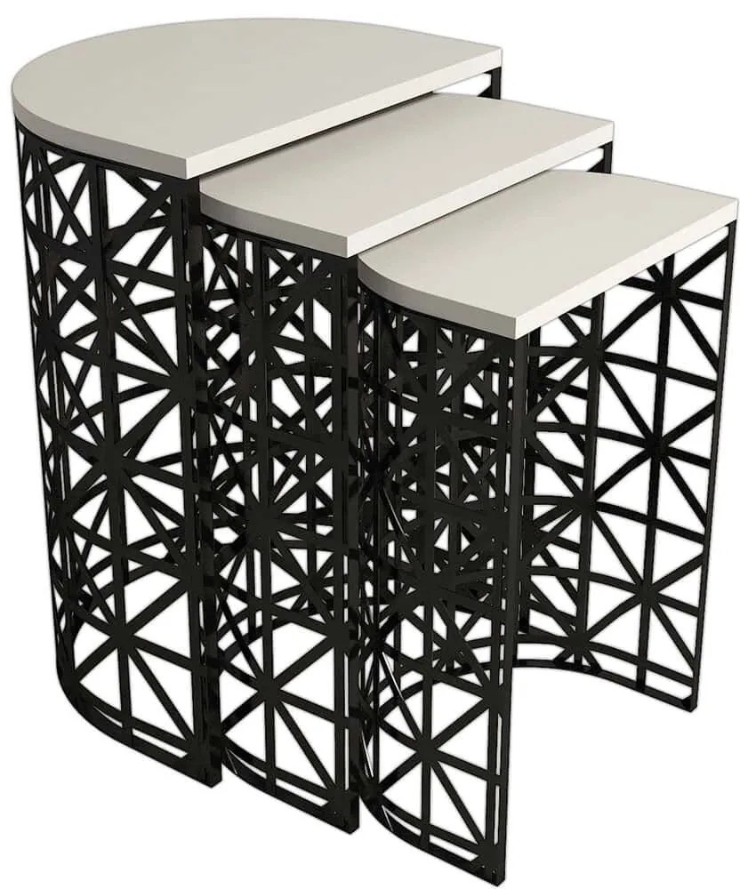 Ζιγκόν Stil Metal Ferforje (Σετ 3Τμχ) 845HCT5234 46x33x62/41x30x58/36x27x53cm Cream