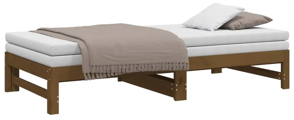vidaXL Καναπές Κρεβάτι Συρόμενος Μελί 2x(90x190) εκ. Μασίφ Ξύλο Πεύκου