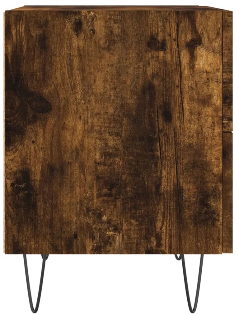 vidaXL Κομοδίνα 2 τεμ. Καπνιστή Δρυς 40 x 35 x 47,5 εκ. Επεξεργ. Ξύλο