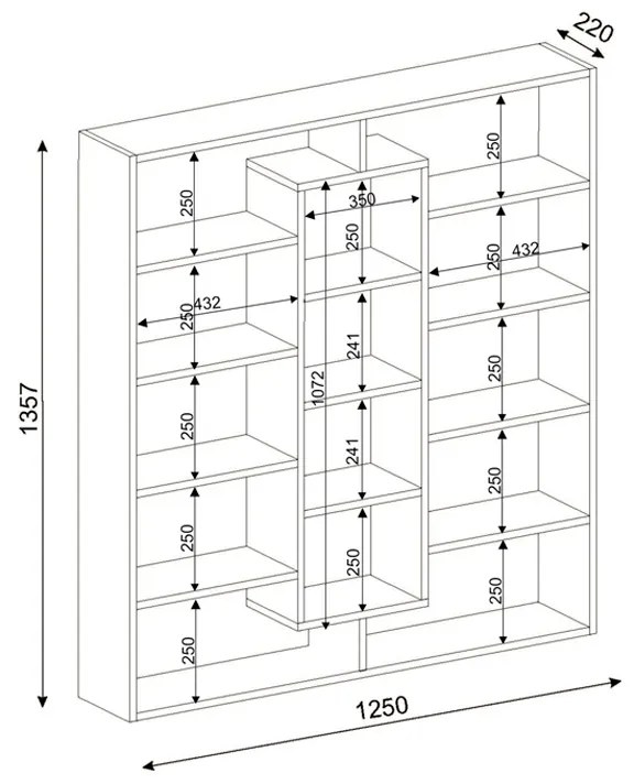 ΒΙΒΛΙΟΘΗΚΗ AMPLE MEGAPAP ΧΡΩΜΑ ΜΑΥΡΟ - ΛΕΥΚΟ 125X22X135,7ΕΚ.