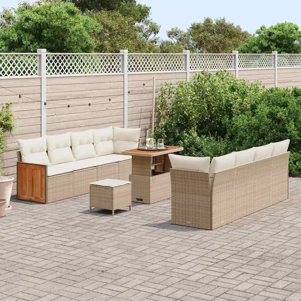 vidaXL Σετ Καναπέ Κήπου 11 pcs μπεζ και κρεμ 90 x 55 x 71 cm
