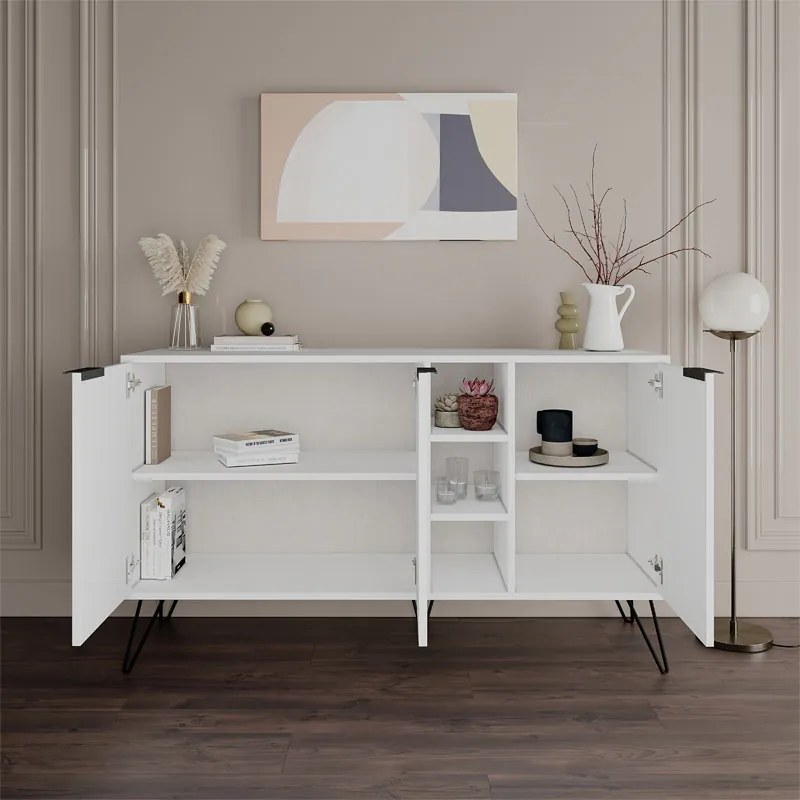 Μπουφές Clara pakoworld λευκό 142x35.5x83εκ - 119-001133 - 119-001133