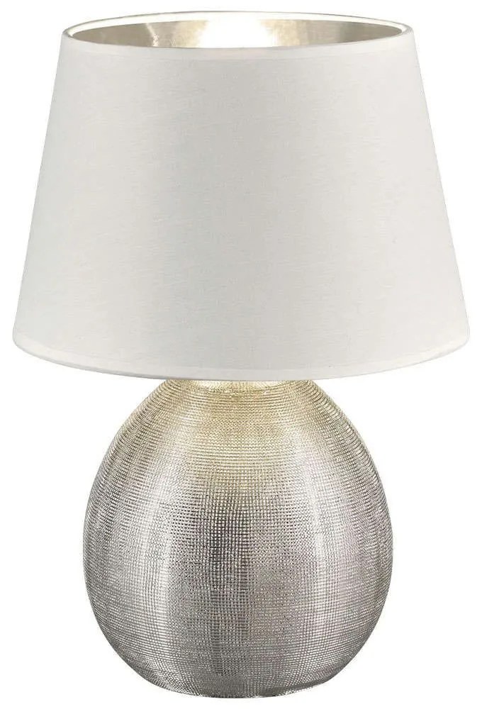 Φωτιστικό Επιτραπέζιο Luxor R50631089 1xE27 60W Φ24cm 35cm Silver-White RL Lighting Κεραμικό,Ύφασμα