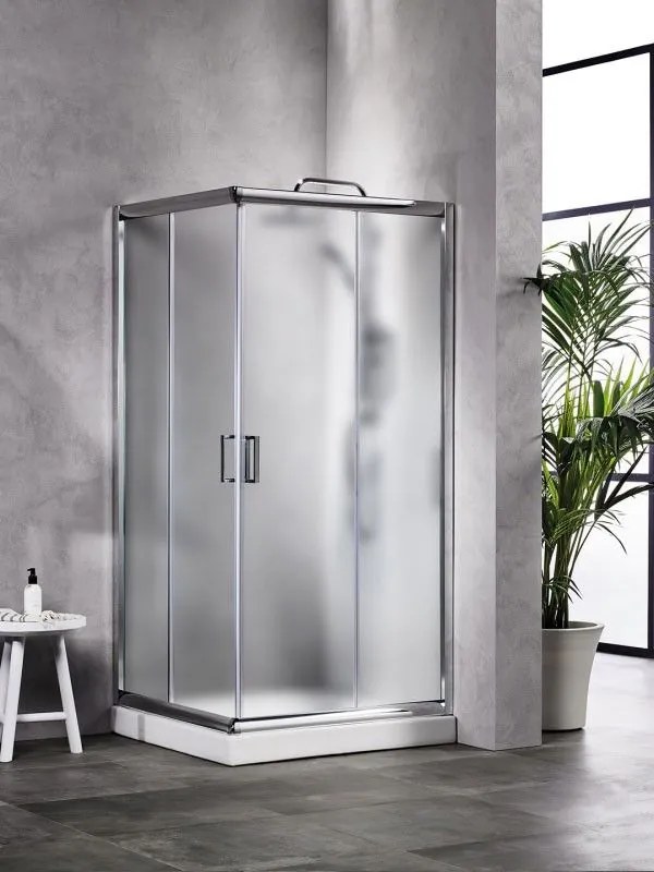 Sanitec AS9090F Καμπίνα Tετράγωνης Nτουζιέρας Frosted 90x90x180cm
