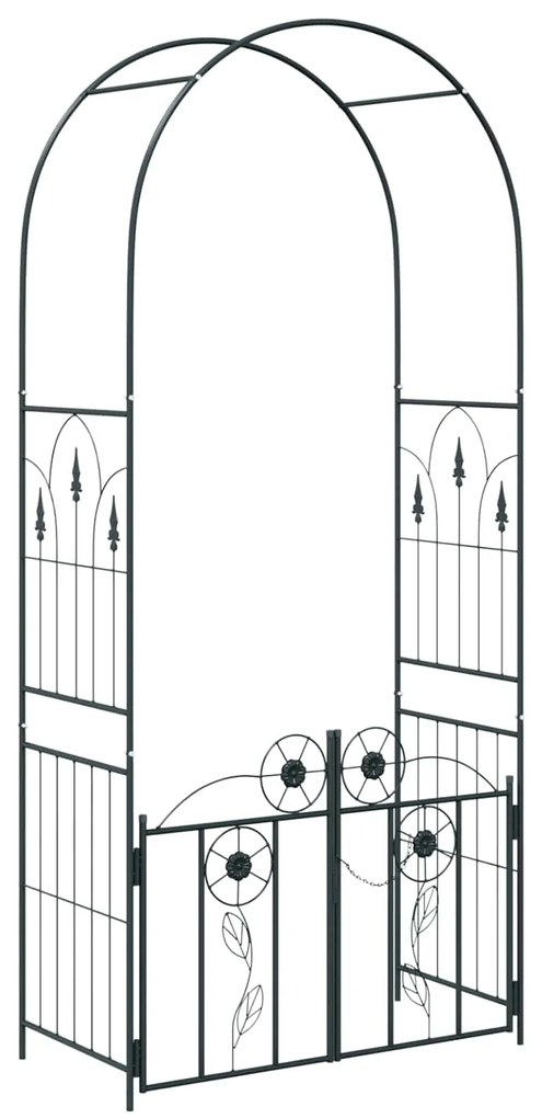 vidaXL Κήπος Αψίδα με κλειδαριά Μαύρο 102 x 50 x 218 εκ.