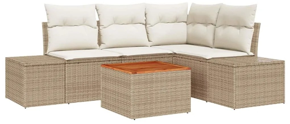 vidaXL Σετ Καναπέ Κήπου 5 pcs Μπεζ και λευκό