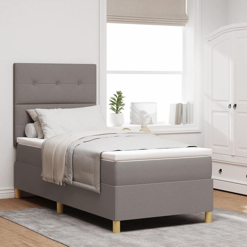 vidaXL Κρεβάτι Box Spring με Στρώμα & LED Ταπές 90x190 εκ Υφάσματος