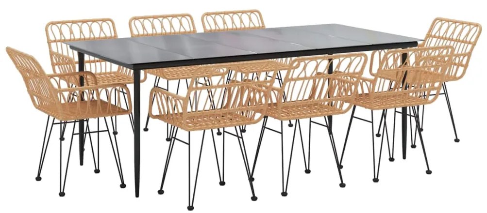 vidaXL Σετ Τραπεζαρίας Κήπου 9 Τεμαχίων από Συνθετικό Ρατάν