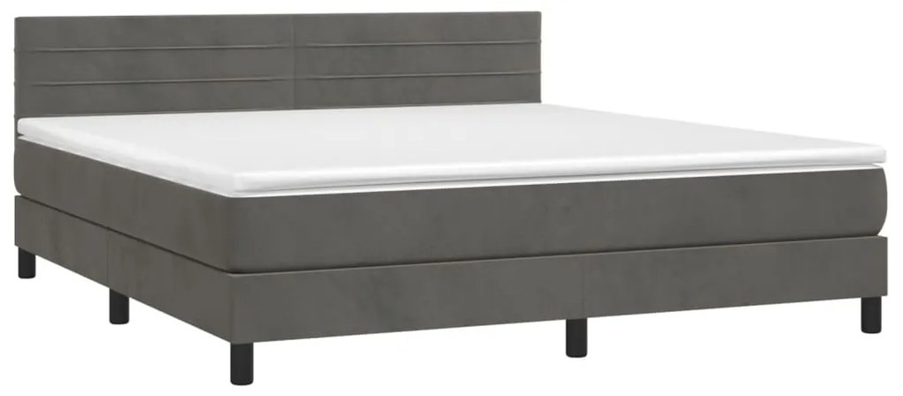 vidaXL Κρεβάτι Boxspring με Στρώμα Σκούρο Γκρι 180x200 εκ. Βελούδινο