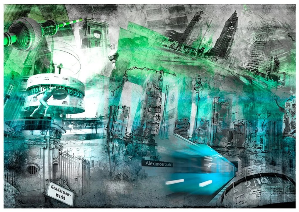 Φωτοταπετσαρία - Berlin - collage (green) 100x70