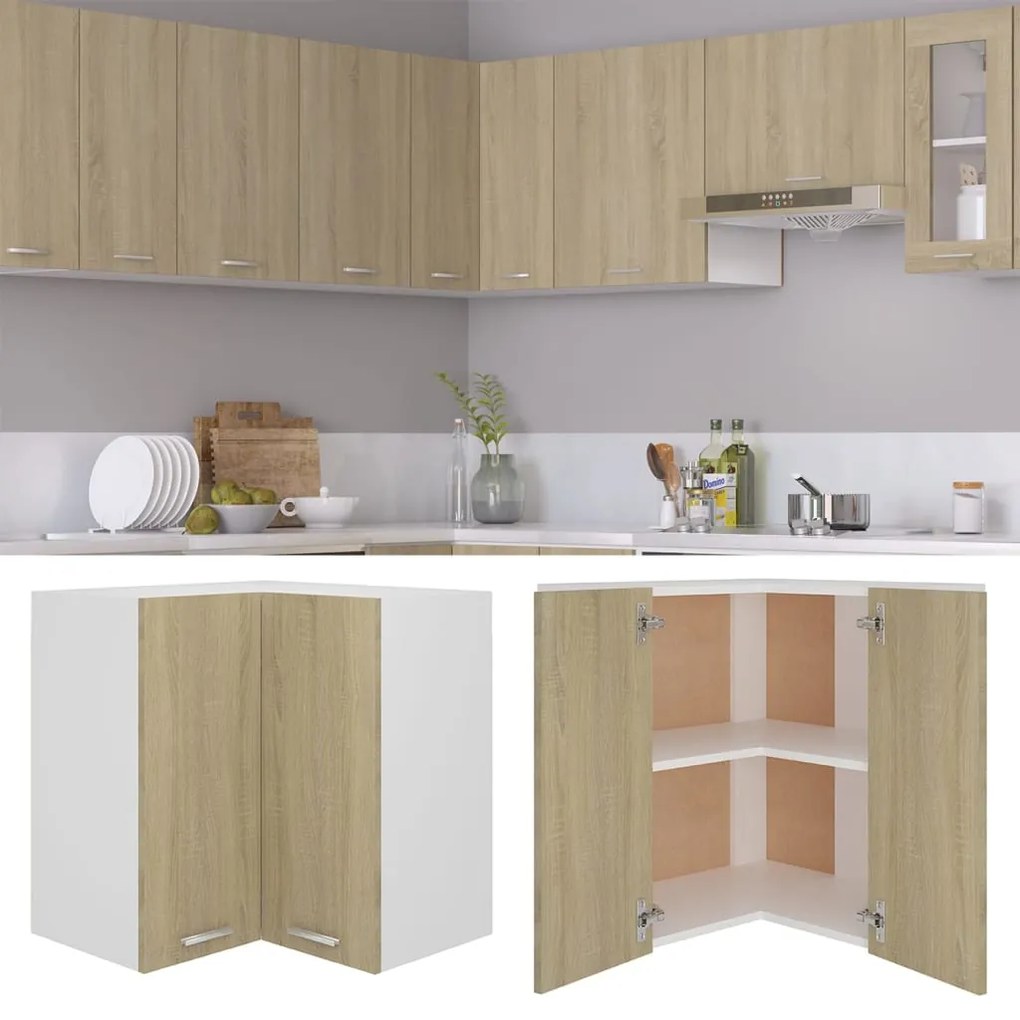 vidaXL Ντουλάπι Γωνία Κρεμαστό Sonoma Δρυς 57x57x60 εκ. Μοριοσανίδα