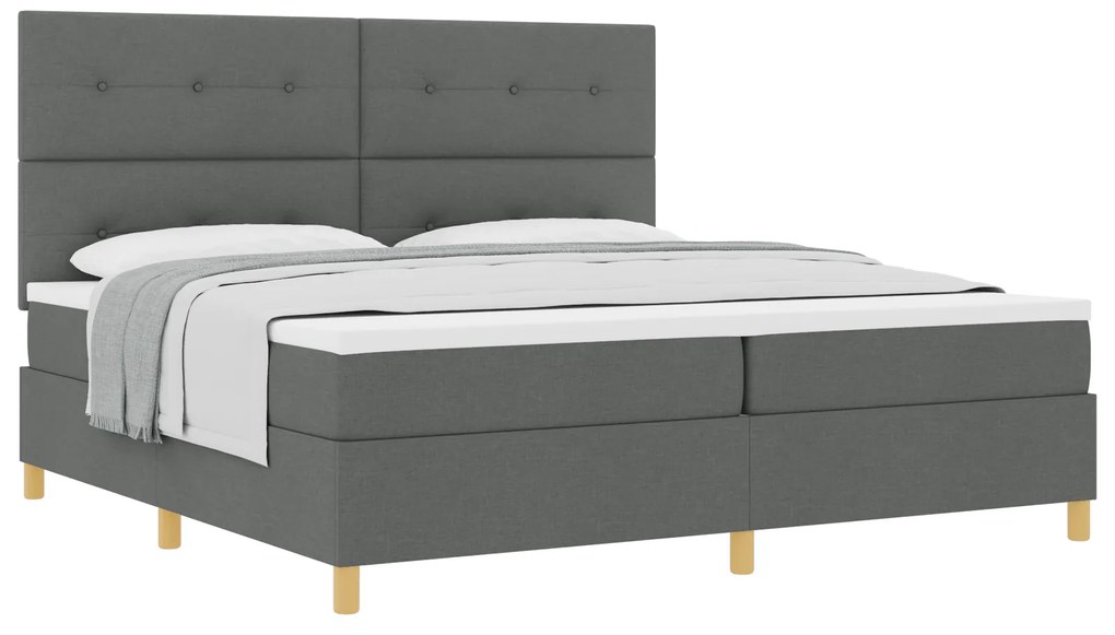 vidaXL Κρεβάτι με Στρώμα Σκούρο Γκρί 200x200 cm Υφάσματος