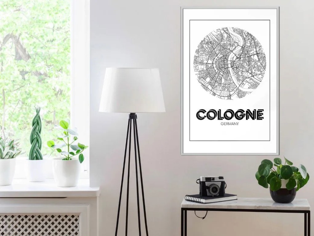 Αφίσα - City Map: Cologne (Round) - 20x30 - Χρυσό - Χωρίς πασπαρτού