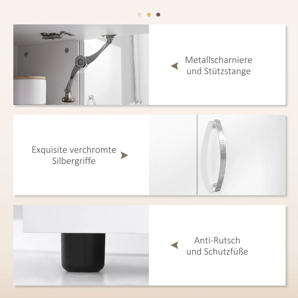 HOMCOM Ντουλάπι Κουζίνας, Μπουφές, 3 Συρτάρια, 3 Ράφια, Άφθονος Χώρος Αποθήκευσης, 89x39,5x168cm, Λευκό